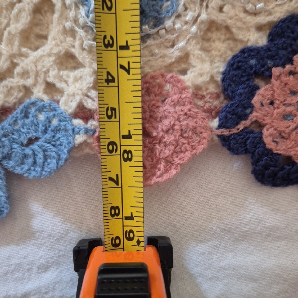 Floral Crochet Vest - Cream, Blue, Pink - Picture 5 of 5